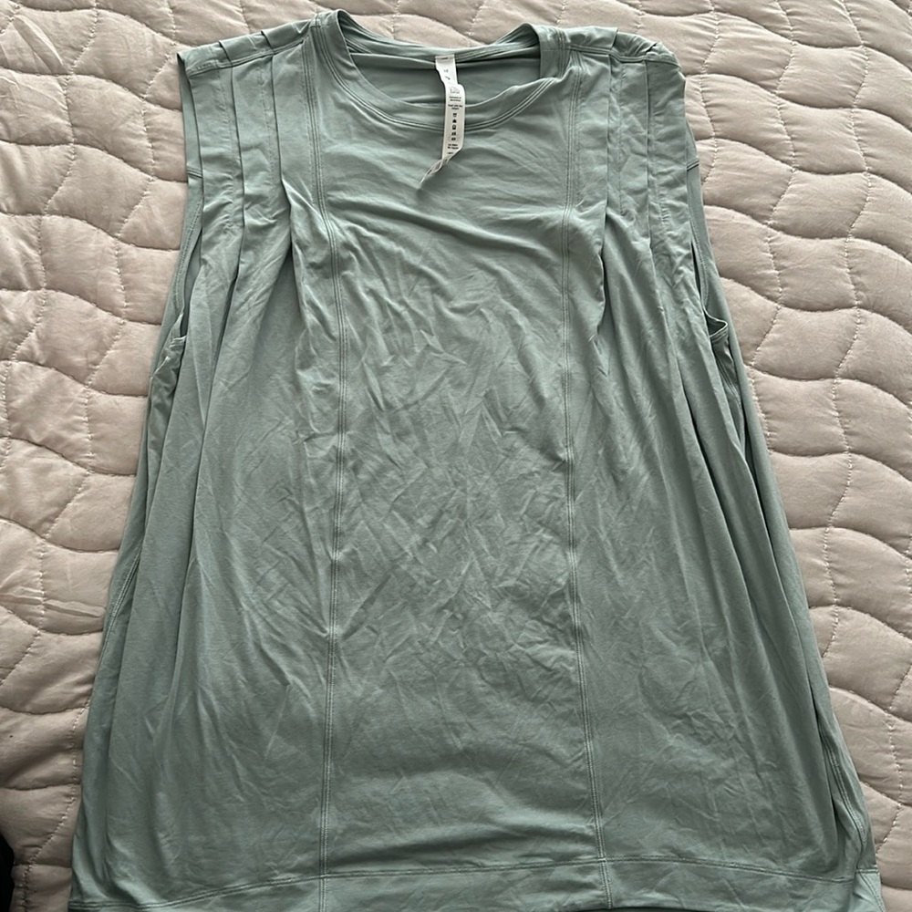 Lululemon Modal Pleated Shoulder Tank Top - Silver Blue, Size 10